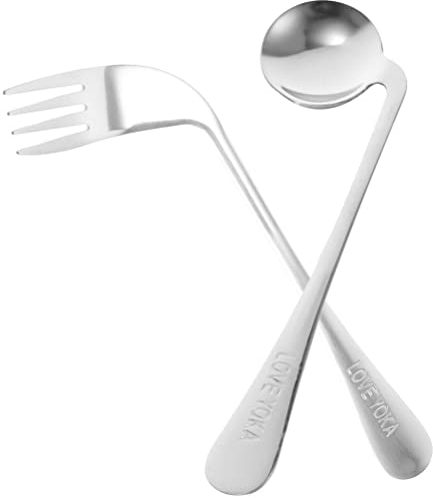 BESTonZON Tenedor En Ángulo Cuchara Utensilios Adaptables Utensilios Para Comer Cubiertos Curvos Utensilios Para El Ayudar A La Vajilla Diestro Para Adultos Paciente Anciano