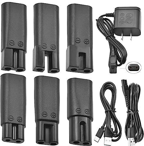 BOEEA 9 Stück Verbessert Rasierer Ladegerät Set - 5V Ladekabel und Netzkabel USB C Adapter für eine Vielzahl von elektrischen Haarspange, Rasierern, Bartschneider, Pflegegeräten, Luftreinigern