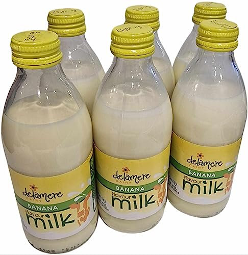 6x Delamere Dairy Flavoured Milk in Glass 240ml Bottles -Banana