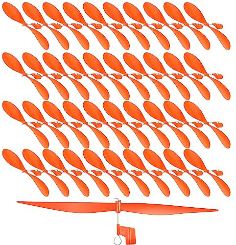 Libima 40 Pcs Plastic Propeller for STEM Activities Fold Resistant Propeller Blades with Rubber Band Hooks for Airplanes and Helicopters from Research Institution, 7.1 Inches (Orange)