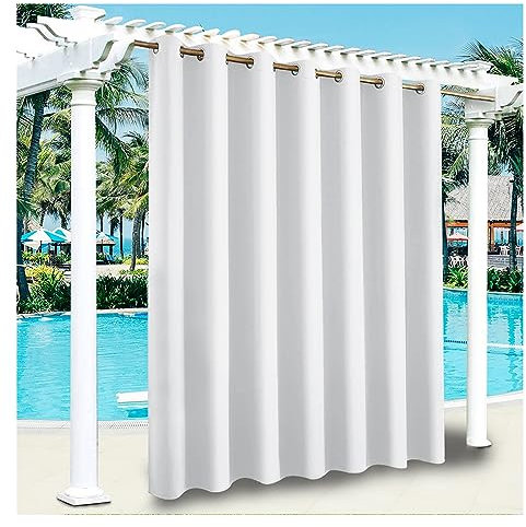 Mewkew Outdoor Vorhänge Wasserdicht, Outdoor Verdunkelungsvorhang mit Ösen, Vorhang Blickdicht für den Gartenlaube Schiebetür Pergola Privatsphäre Wärmeisoliert Weiß 1 Stück,243 * 213cm（B*H）