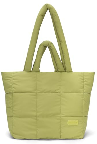 DKIIL NOIYB Puffy Tote Bag für Damen Puffer Bag aus Baumwolle Gesteppte Shopper Tasche Große Hobo Tasche Einfarbige Stepptasche Umhängetasche Große Einkaufstaschen