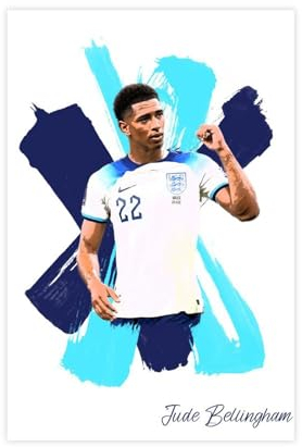 ZOLULA Jude Bellingham – Fußballspieler-Poster, Leinwand, Poster, Schlafzimmer, Dekoration, Sport, Landschaft, Büro, Raumdekoration, Geschenk, ungerahmt, 20 x 30 cm