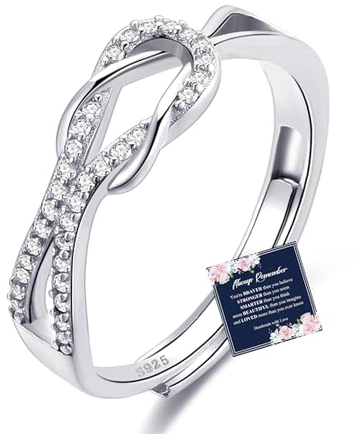 Sterling Silber Daumen Ringe Für Damen S925 Silber Ringe Liebe Kont Verlobungsring Minimalist Silber Ringe 925 Frauen Verstellbar Fingerring Ring Für Mädchen Mit Inspirationskarte