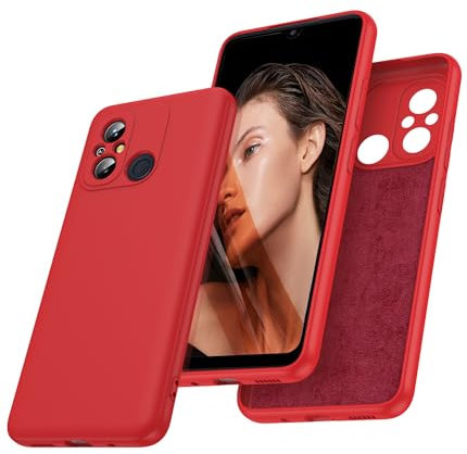 LeYi Hülle für Xiaomi Redmi 12C/12 C Handyhülle, Ultra Dünn Slim Weiches Silikon TPU Kameraschutz Stoßfest Schutzhülle Kratzfest Mikrofaserfutter Case Cover für Redmi 12C Rot