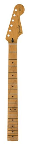 Fender Satin Roasted Maple Stratocaster Neck, 22 Jumbo Frets, 12, Maple, Flat Oval Shape
