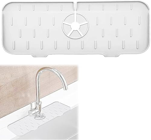 BigCheer Alfombrilla de silicona para grifo, alfombrilla de drenaje de fregadero de silicona, salpicadero de fregadero, alfombrilla de silicona plegable para grifo para cocina y baño