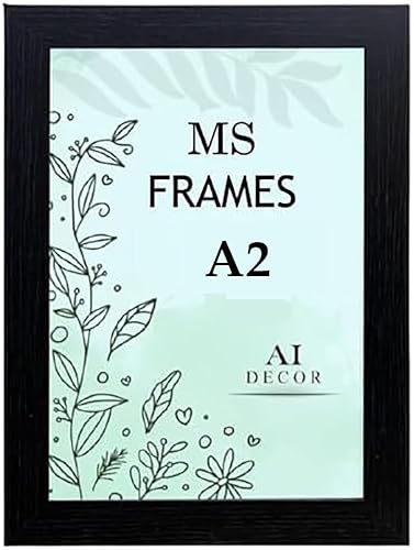 AI Decor A2 Black Picture Frames (23.3 x 16.5 Inch) Poster Frame - Clear Acrylic Display Poster MDF Wooden Portrait/Panoramic - Flat Wall Mount Hang Hooks & Free Tabletop Stand (59.4 x 42 cm)