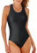Runmeihe Costume da Bagno Donna, Costumi da Bagno Donna Intero Modellante con Coppe in Schiuma Rimovibili (IT, Numero, 40, 42, Regular, Regular, Black)