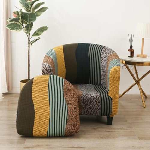 Morbuy Sesselbezug Stretch, 2er Set Sessel Überzug Universal Sesselhussen Waschbar Sesselüberzug Hussen Cocktailsessel Clubsessel Überzug - Weich, Elastisch, Moderne Drucke (Mehrfarbig)