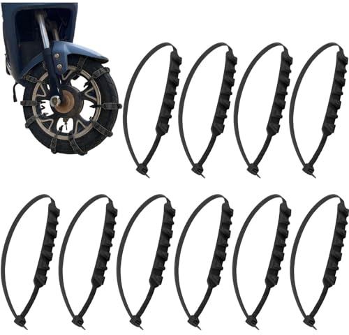 AMOYER 10 Stück rutschfeste Schneeketten für Motorräder im Winter Universelle Schneeketten Notfall-Reifenketten für Motorräder, Fahrräder, E-Bikes