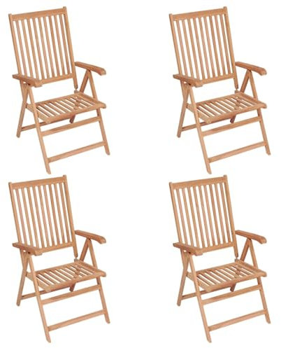 Rantry 4 STK. Verstellbare Gartenstühle Gartensessel Gartenstuhl Balkonstuhl Balkonstühle Möbel Multipositionssessel Gartenmöbel für Balkon Terrasse Garten Massivholz Teak