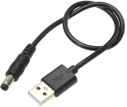 QUARKZMAN Câble d'Alimentation USB vers DC 0,3 M USB vers DC 5,5 mm x 2,1 mm Cordon d'Alimentation 5V Noir pour Mini Ventilateur Caméra Téléphone Portable Tablettes 1 Pièce