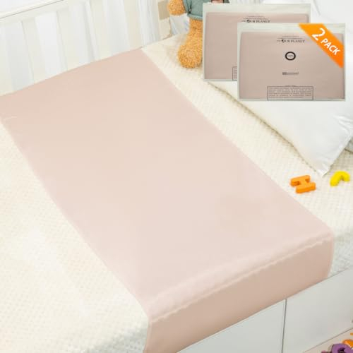 PROMEED 2 Pack 100% Mulberry Silk Crib Sleeve for Baby Hair Loss Prevention, Premium 23 Momme Natural Silk Bassinet Slip for Bassinets/Cradles/Cots/Cribs (Champagne)