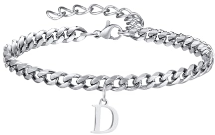 XUANPAI Armband Herren Silber mit Buchstaben Edelstahl - Herren Armband Panzerkette Armbänder für Herren A-Z Buchstabe Vatertagsgeschenk Geschenk für Ihn DAD Sohn Freund Ehemann Bruder
