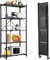 FuGuiB Klappregal,Faltregal,Regal Klappbar,Faltbares Regal,Regal Mit Rollen,Regal Auf Rollen,Metallregal,Regal KüChe (Schwarz, 5-Schicht)
