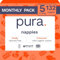 Pura Pannolini Ecologici, Taglia 5 (11-16kg), 6 x 22 Pannolini (144 Totali), Pacco Mensile, Pannolini Ultra Morbidi per Pelle Sensibile, Cotone Organico, Fino a 12 Ore di Protezione dalle Perdite
