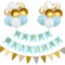 Luftballons Geburtstag Dekoration Set, Macaron blau weiße Geburtstagsdeko Happy Birthday deko Banner Party Deko Geburtstag Set mit Luftballons Konfetti Ballons Dreiecksflaggen Girlanden（BL+SJQ)