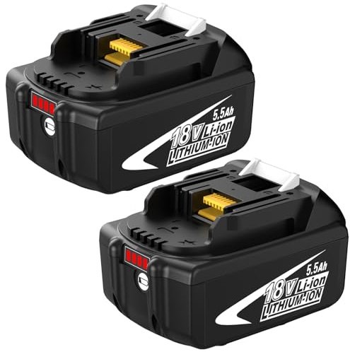2 Stück für Makita Akku 18V 5.5Ah BL1860B Li-ion Kompatibel Ersatz für Makita Akku BL1860B BL1850B BL1840B BL1830B BL1830 BL1820 BL1815 BL1825 BL1835 mit LED Indikator