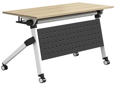 YVYKFZD Klappbarer Konferenztisch, mobiler Seminar Besprechungstisch, rollbarer Schreibtisch Klapptisch mit Lenkrollen, rechteckige Meetingtisch Mehrzwecktisch(Walnut 1PCS,62.9x23.6x29.5)