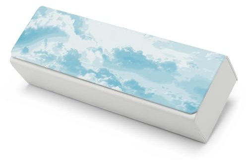 DOTBUY-SHOP Glasses Case for Women Men Kids Sky 3D Glasses Case Hard Shell Portable Large Eyeglasses Case with Cleaning Cloth Spectacle Cases Sunglasses Case (Clouds)