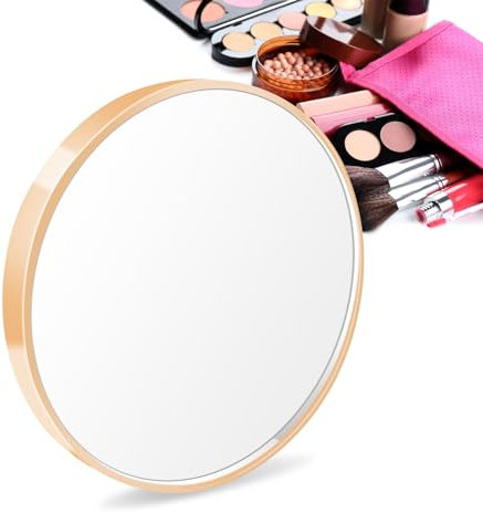 1PCS 10X Miroirs Grossissant, Miroir Rond Mural avec 2 Ventouses, Montage mural Beauty Miroir de Voyage, Miroir Cosmétique de Poche Portable pour Maquillage Elimination des Points Noirs et Taches