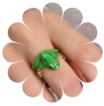 Xmsrn Vintage Frosch Knöchel Ring Grün Frosch Finger Ring Punk Frosch Ring Niedlich Frosch Hand Ring Für Frauen