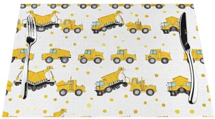 Platzsets und Untersetzer-Sets mit Traktor-Farmingprint, 1/4/6, Tischset für Esstisch, Küche, rutschfest, hitzebeständig, Platzset