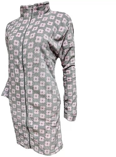 GX GARGIX Vestaglia Donna Invernale in Caldo Pile Coral, Zip, Collo O, 2 Tasche, Taglie dalla S alla XXL Vari Colori Autunno Inverno (IT, Testo, XL, Regular, Regular, Cocoon-Grigio)
