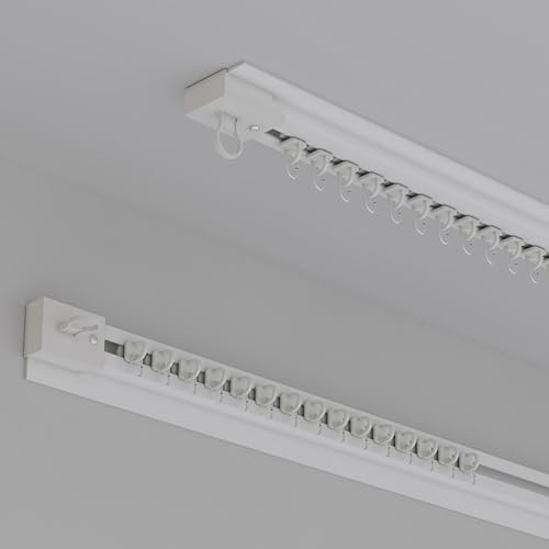 WLCGYD Vorhangschiene Gardinenschiene Gardinenstange Vorhangschienen Decken-/Wandmontage 2er-Pack, Raumteiler-Vorhangschienensystem, 100 150 170 200 240 275 300 cm Vorhangschienenstange(500cm)