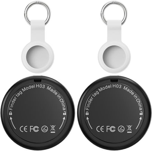 Air Tracker Tag - 2 Pezzi Smart Tag compatibile con Apple Dov'è (Solo iOS), con Custodia Protettiva IP68 Impermeabile Trova Chiavi, Localizzatori Bluetooth per Bici/Valigia/Borsa/Wallet/Cani, Nero
