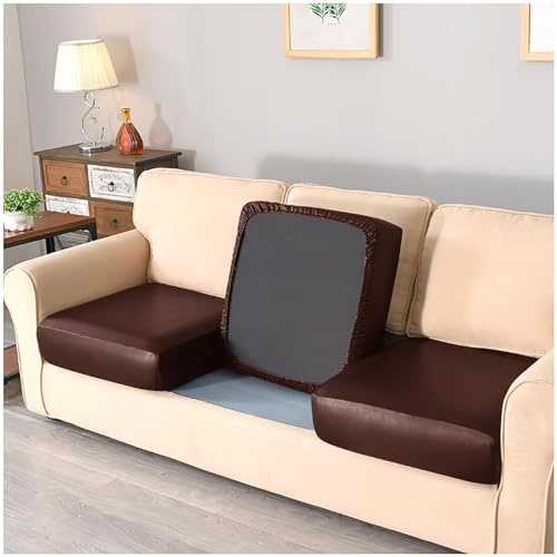 Upgraded Couch Covers - Sofa-Sitzkissenbezug aus PU-Leder – Stretch-Sofabezug, universeller Sofa-Sitzbezug, rutschfest, wasserfest, Sofabezug, Schutzhülle for Sofakissen, Möbelschutz(Wine Red,Single s