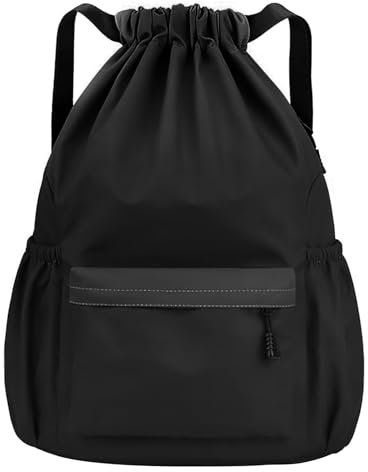 Qoosea Mochilas de Cuerdas Impermeable Bolsa de Deporte, Gran Capacidad Nylon Mochila de Gimnasio con Cordón para Hombre Mujer, Gym Bag de Cincha para Escolar, Senderismo, Casual, Viaje, Playa