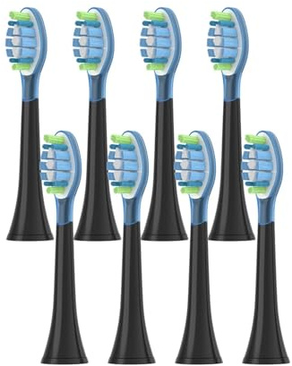 eufeifeiegds 8 Stück Ersatzbürstenköpfe for HX6064 HX6930 HX6730 Elektrische Zahnbürste Vakuum 4100 6500 6100 5300 C3(C3 black)