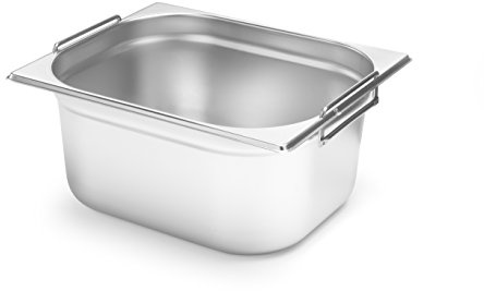 HENDI Gastronormbehälter, mit Griffen, 6,25L, GN1/2, (H)100mm, Edelstahl | Geeignet für Chafing Dishes, Bain-marie, Backöfen, Gefrierschränke, temperaturbeständig von -40° bis 300°C, 325x265mm