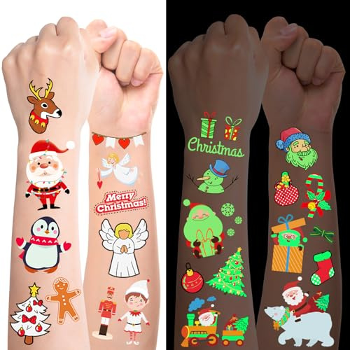 15 Blatt Weihnachtstattoos Kinder, Kleine Geschenke für Adventskalender Füllung, Weihnachten Kindertattoos Jungen Mädchen, Nikolaus Geschenke Kinder Tattoo Weihnachten für Weihnachtsfeier