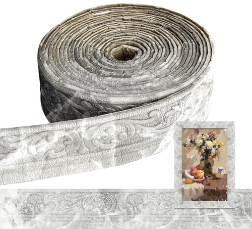 Bordüre Selbstklebend - 8cm(B)*5mm(D)*10m(L) - 3D Zierleisten Selbstklebende, Stuckleisten Wand, Wasserdicht Wandbordüre, Leisten Selbstklebend für Ecken Linien Decken Dekoration, Marmorgrau
