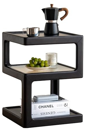 YESWOOD Table d'Appoint en Chêne Massif, Forme de Cube, Noir | Bout de Canapé Design, Table de Chevet, Pour Salon, Chambre, Bureau, Livré Monté, 40 x 40 x 55 cm