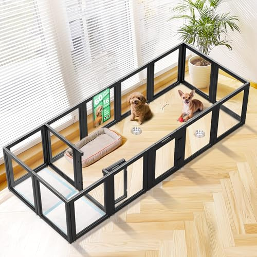 fxw AuraSpace Acryl-Hundespielplatz für Welpen und kleine Hunde, 24 Zoll, 16 Paneele, schwarz