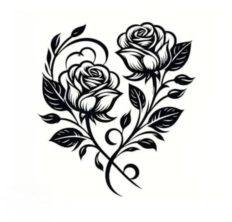 Xshelley 30 cm Metal Rose Heart Wall Decor - Elegant Black Metal Flower Wall Decor,Romantic Bedroom Flower Wall Art Restaurant Bathroom Outdoor Thanksgiving,and Holidays