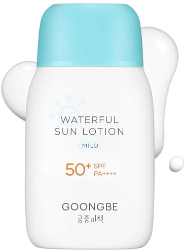 GOONGBE Waterful Sun Lotion Mild SPF 50 - Wasserfeste mineralische Sonnencreme mit Zinkoxid für Babys, Kinder und Erwachsene - Hypoallergen, vegan, riffverträglich, 80g