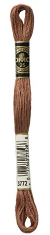 DMC 117-3772 Mouline Stranded Cotton Six Strand Embroidery Floss Thread, Dark Desert Sand, 8.7-Yard