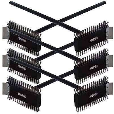 SPARTA 4029000 Stainless Steel Grill Brush, Grill Scraper With Metal Bristles, 30.5 Inches, Black, (Pack of 6)