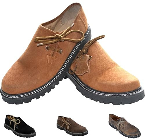 German Wear Haferlschuhe Trachtenschuhe Original Handmachart Trachten Lederschuhe aus Wildleder Echtleder Schuhe (Kastanienbraun, EU Schuhgrößensystem, Erwachsene, Numerisch, M, 44)