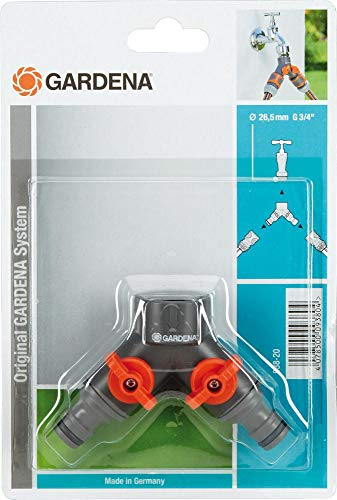 Gardena Rubinetto a 2 vie 3/4-irrigazione raccordi, Multicolore, Singolo
