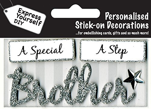 Express Yourself MIP Brother (Silver) Caption Topper - Self Adhesive Greeting Card Craft Embellishment Sticker Set for Card Making, Gift Wrapping, Scrapbooking, Paper Crafts and DIY Projects