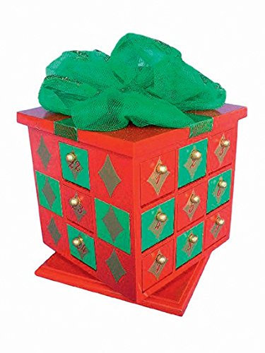 Musicbox Kingdom Musicbox Kingdom-53074 Adventskalender Bogen aus Holz mit 24 Fächern zum Befüllen mit Süßigkeiten Melodie We Wish You a Merry Christmas, Mehrfarbig