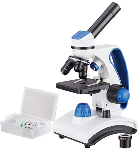 AmScope M162C-2L-PB10 Dual Light Glaslinse Metallrahmen Student Mikroskop, Objektträger-Kit, 40X-1000X
