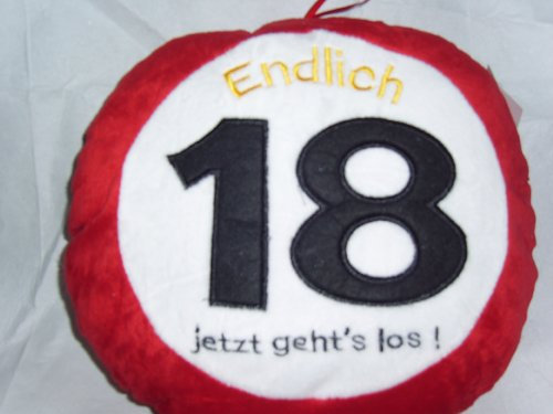 PLÃSCH KISSEN 18. GEBURTSTAG ca.26 cm PARTY DEKO 18