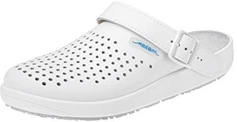 Abeba Clog 9300 - rubber Glattleder weiß, perforiert, zertifiziert, 37